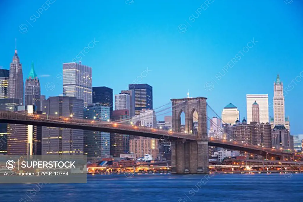 New York City skyline and Brooklyn Bridge