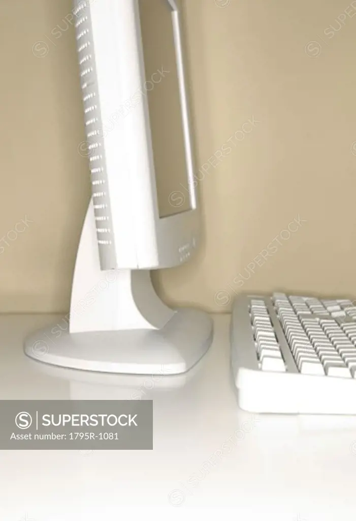Computer keyboard and flat panel monitor