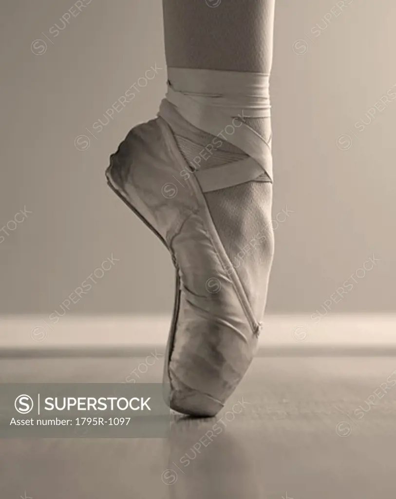 Ballet dancer's foot on point