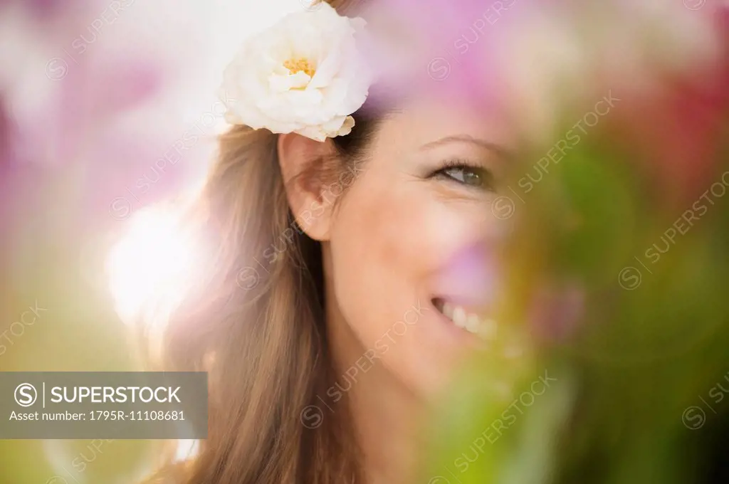 Woman wearing flower
