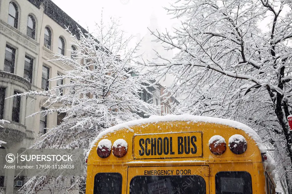 View of school bus at winter