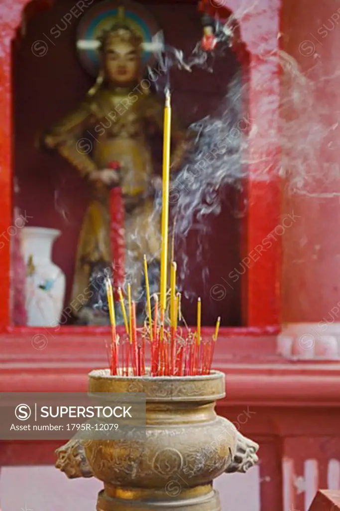 Incense burning in the Ngoc Hoang Pagoda Ho Chi Minh City Vietnam