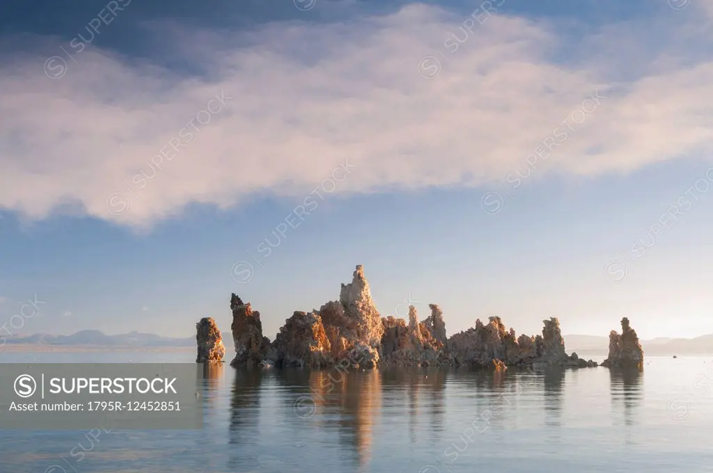Rock formation in lake