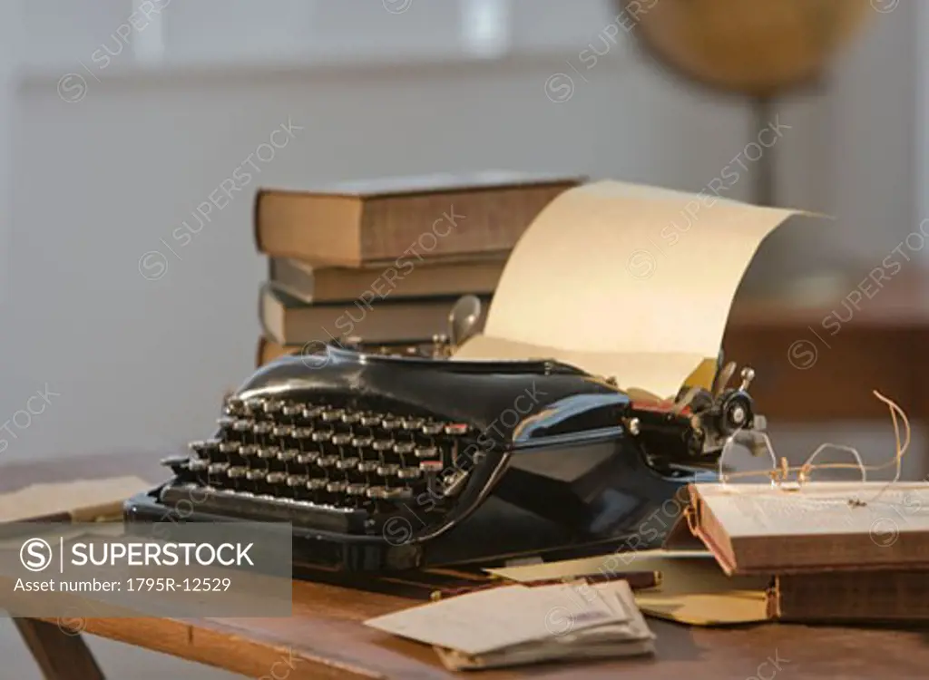 Antique typewriter on table