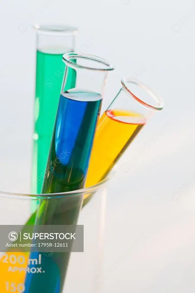 Multi-colored liquids in vials