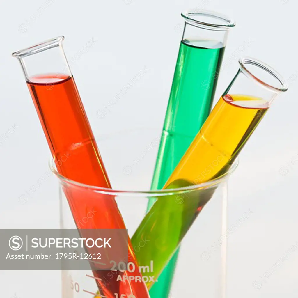 Multi-colored liquids in vials