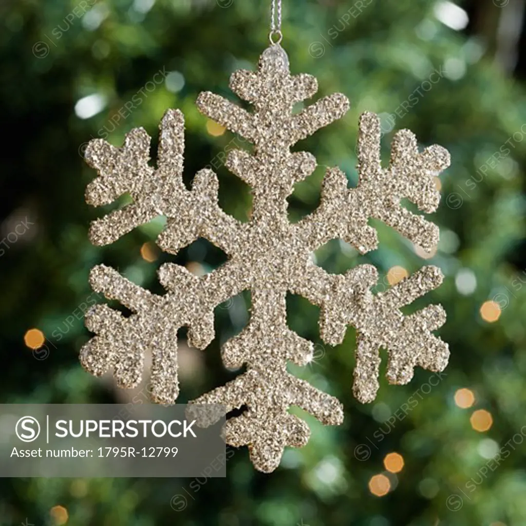 Close-up of snowflake ornament