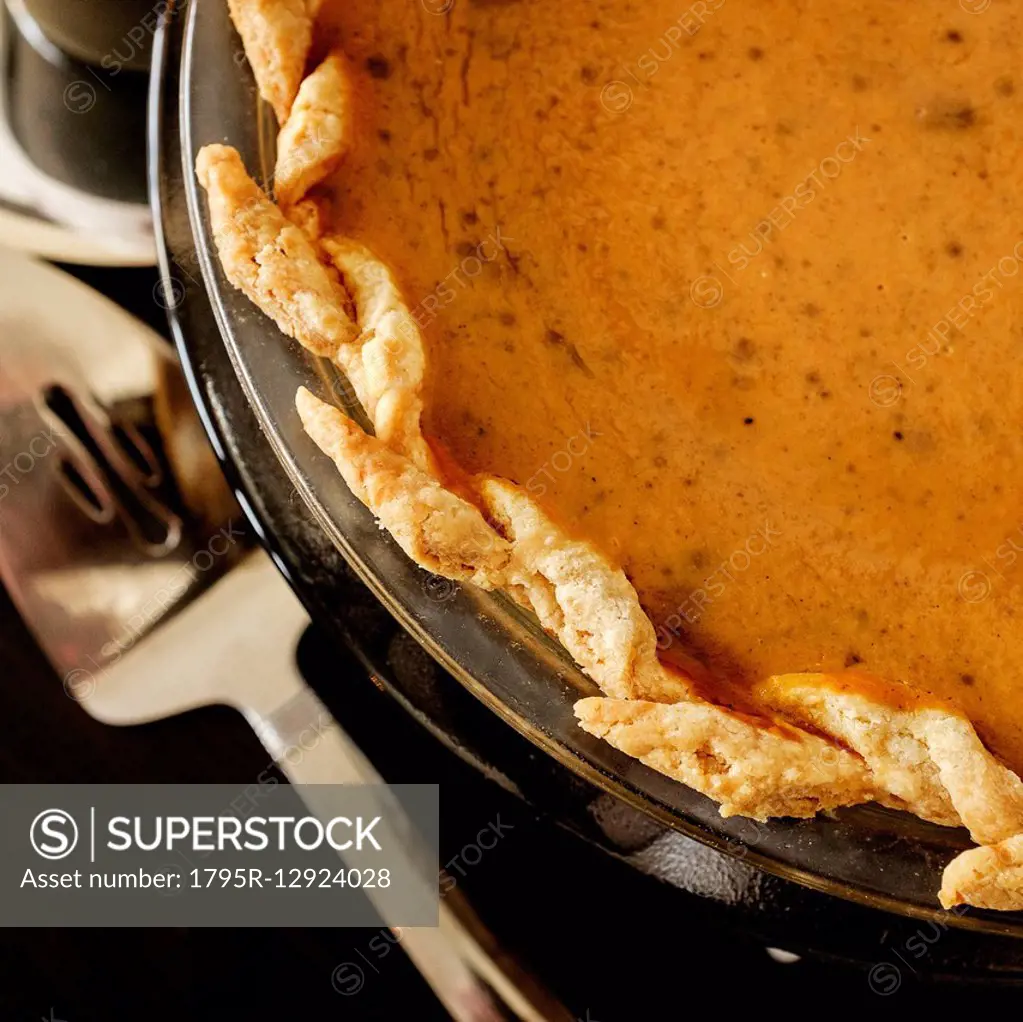 Close-up of pumpkin pie for Thanksgiving
