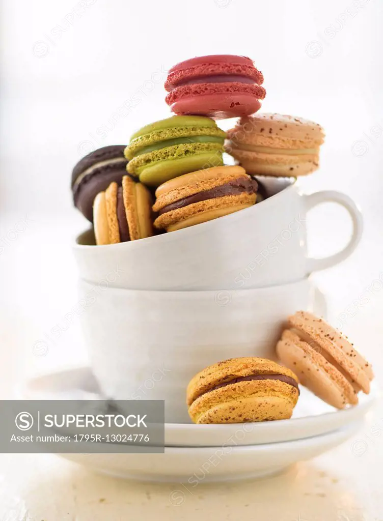 Macaroons in coffee cup