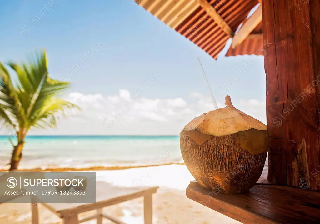 Dominican Republic, Tropical cocktail on tropical beach