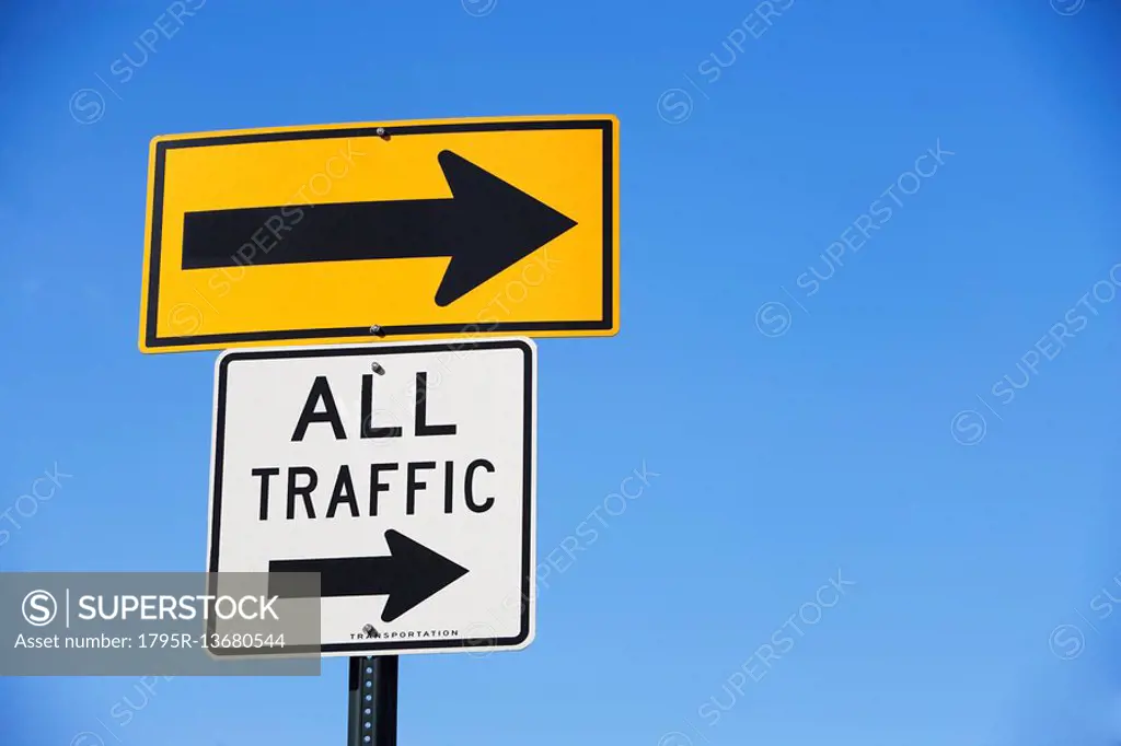 Arrow and All Traffic street signs