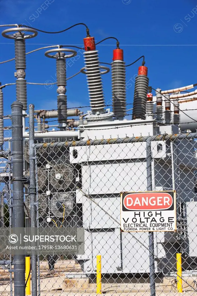 High voltage station with Danger sign
