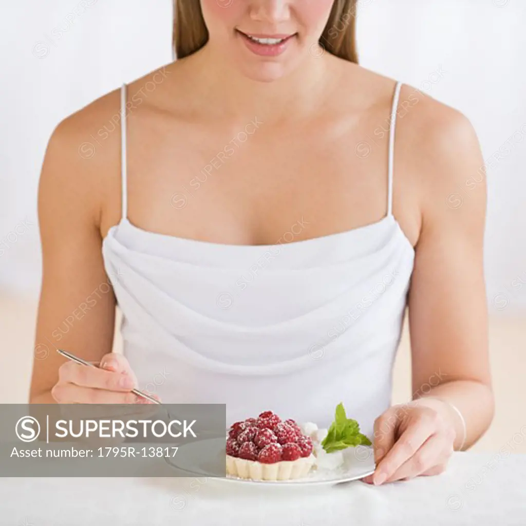 Woman eating desert