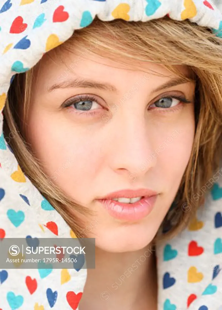 Close-up of woman wearing hood