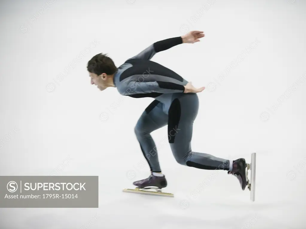 Male speed skater skating