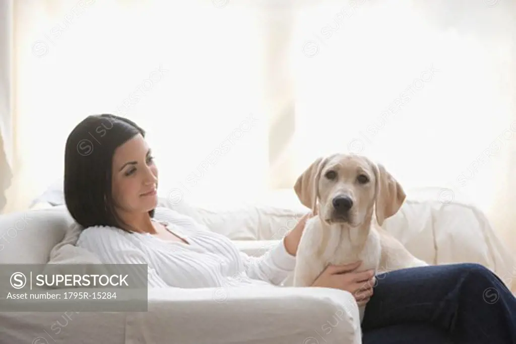 Dog on woman's lap