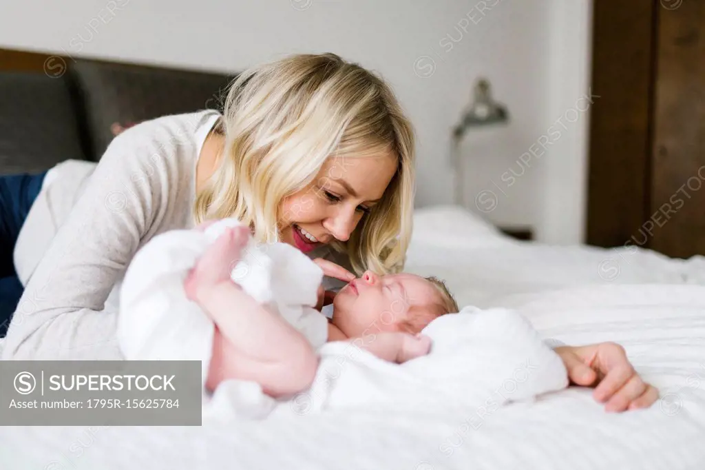 Woman with her baby son