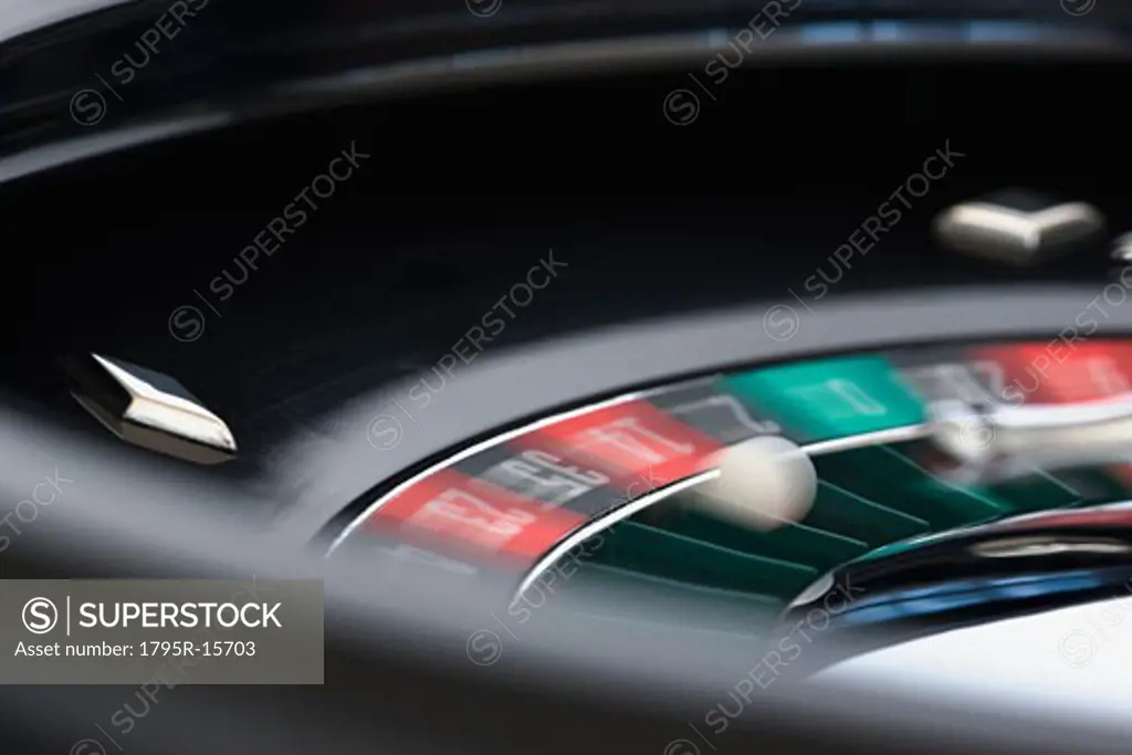 Close-up of spinning roulette table