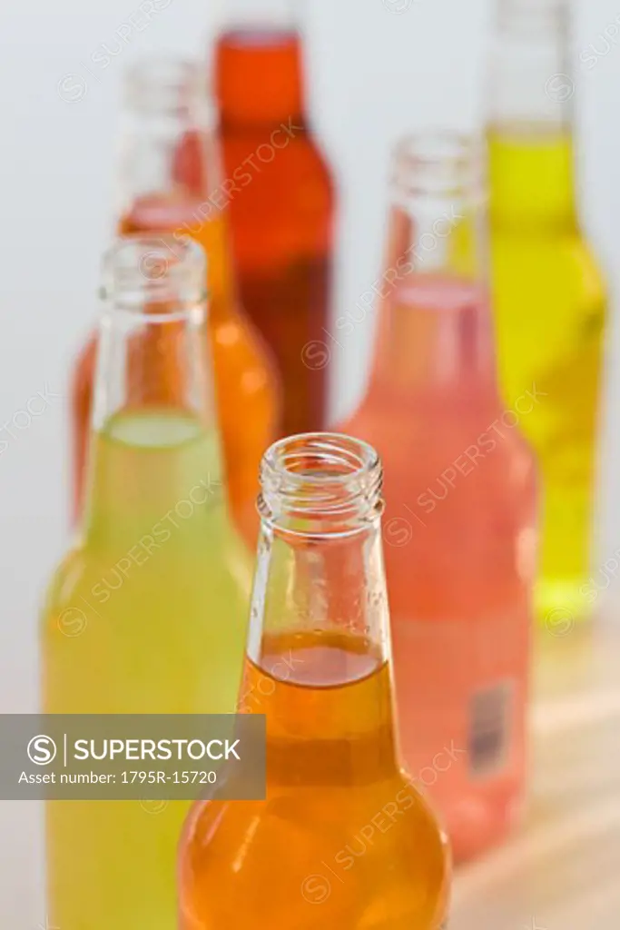 Assorted soda bottles