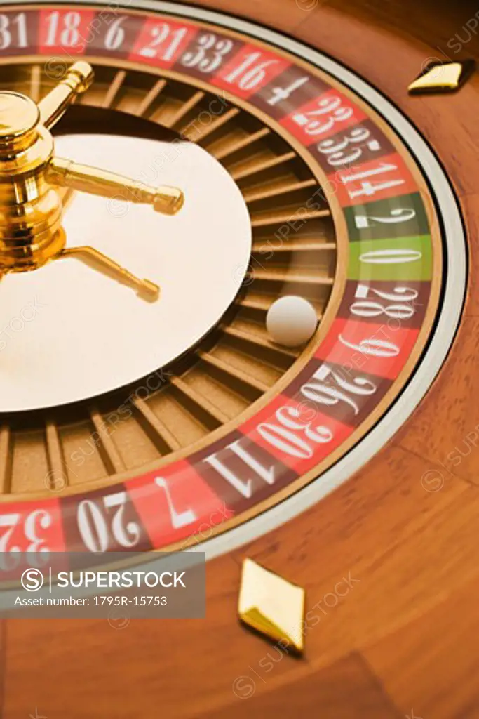 Close-up of spinning roulette wheel