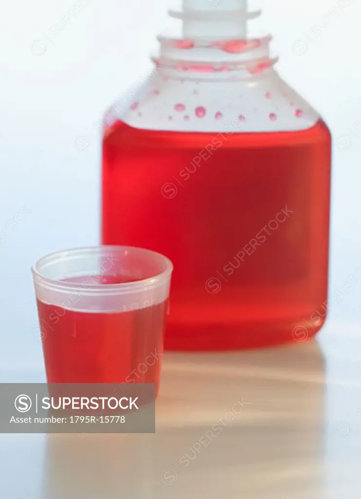Close-up of cough syrup