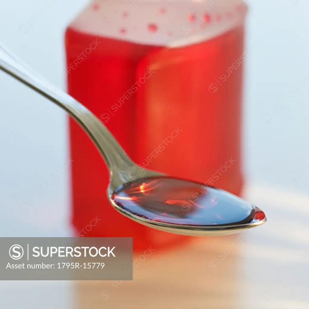 Close-up of cough syrup