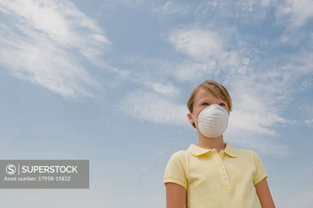 Girl wearing dust mask