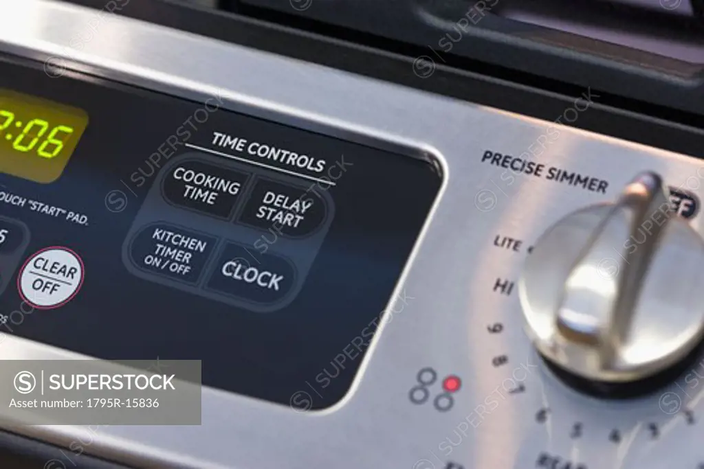 Close-up of oven and stove controls
