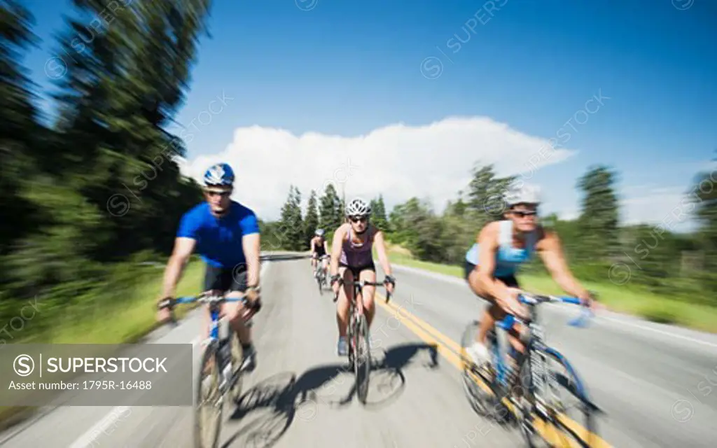 Cyclists on mountain road