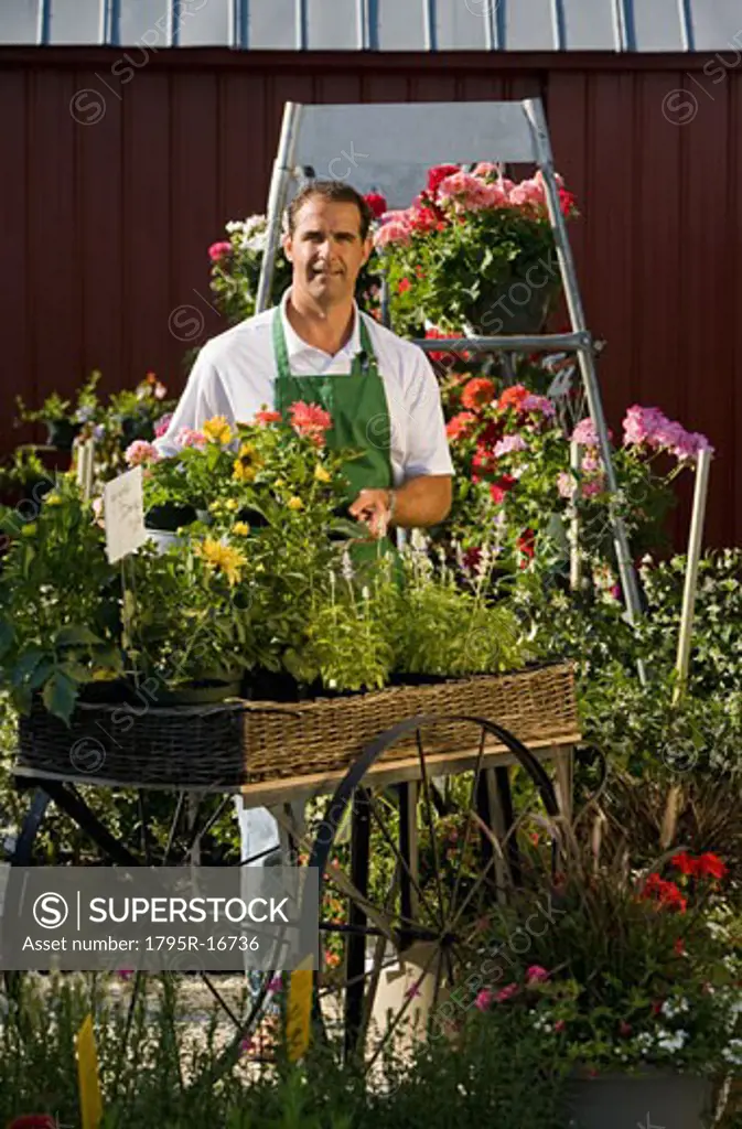 Man working in garden center