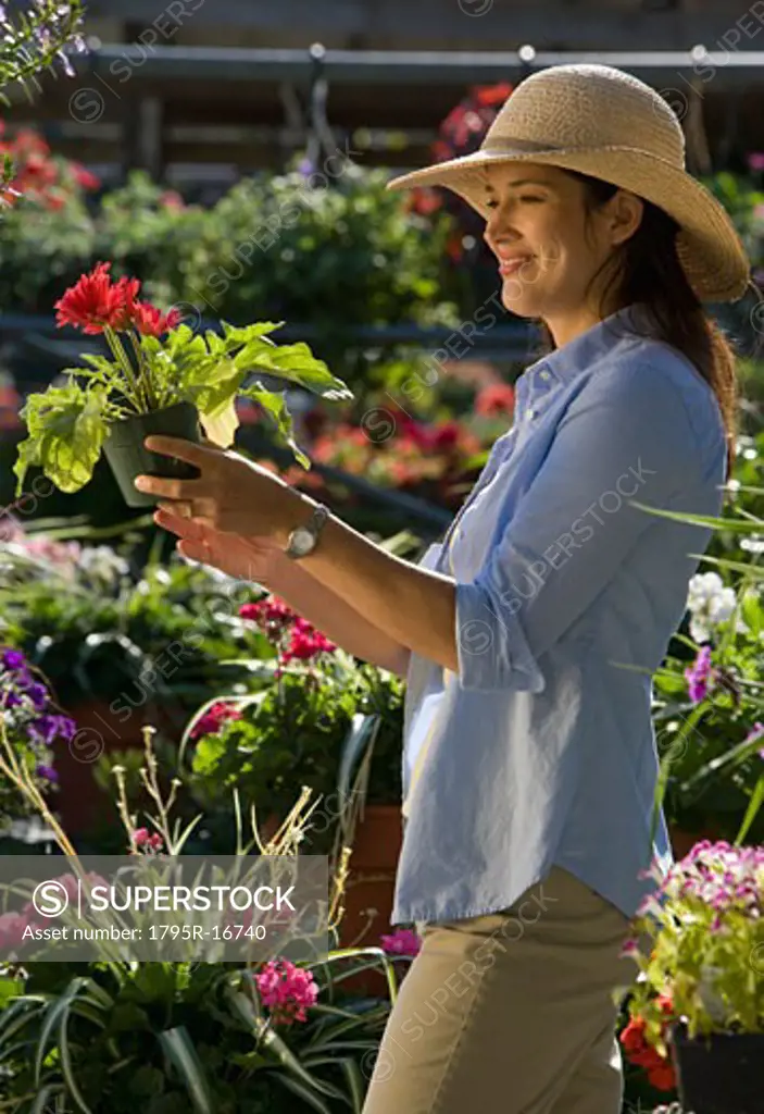 Woman shopping for flowers