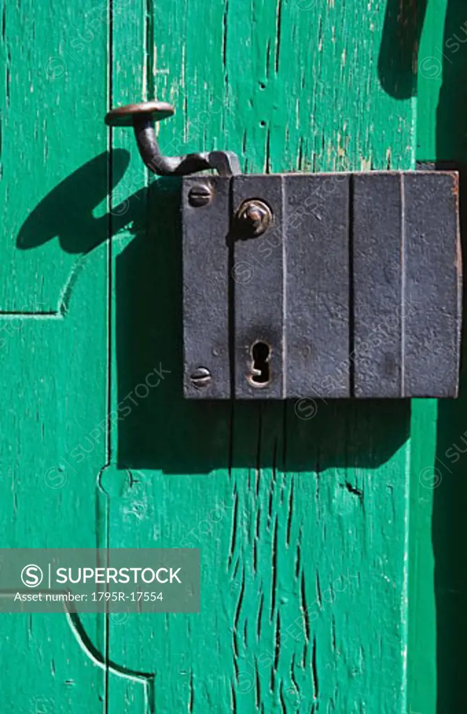 Close-up of old door latch in Prague