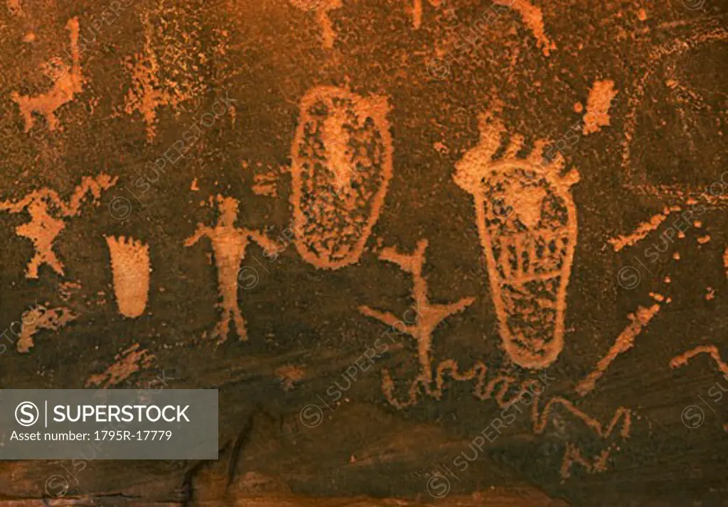Close-up of petroglyph, Utah