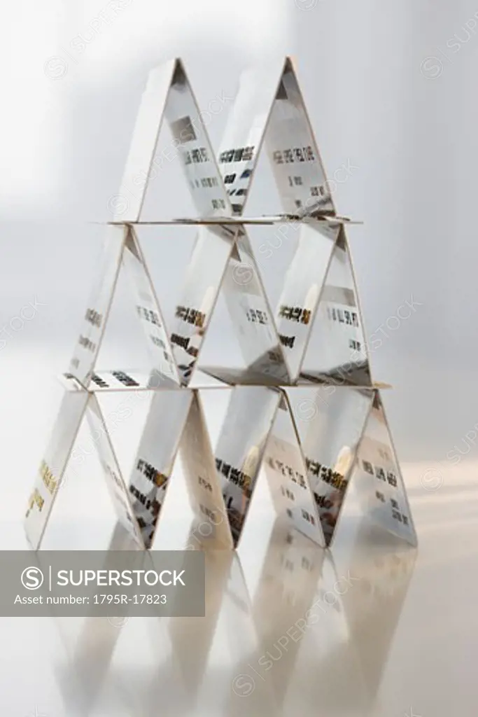 Card-house formed with credit cards