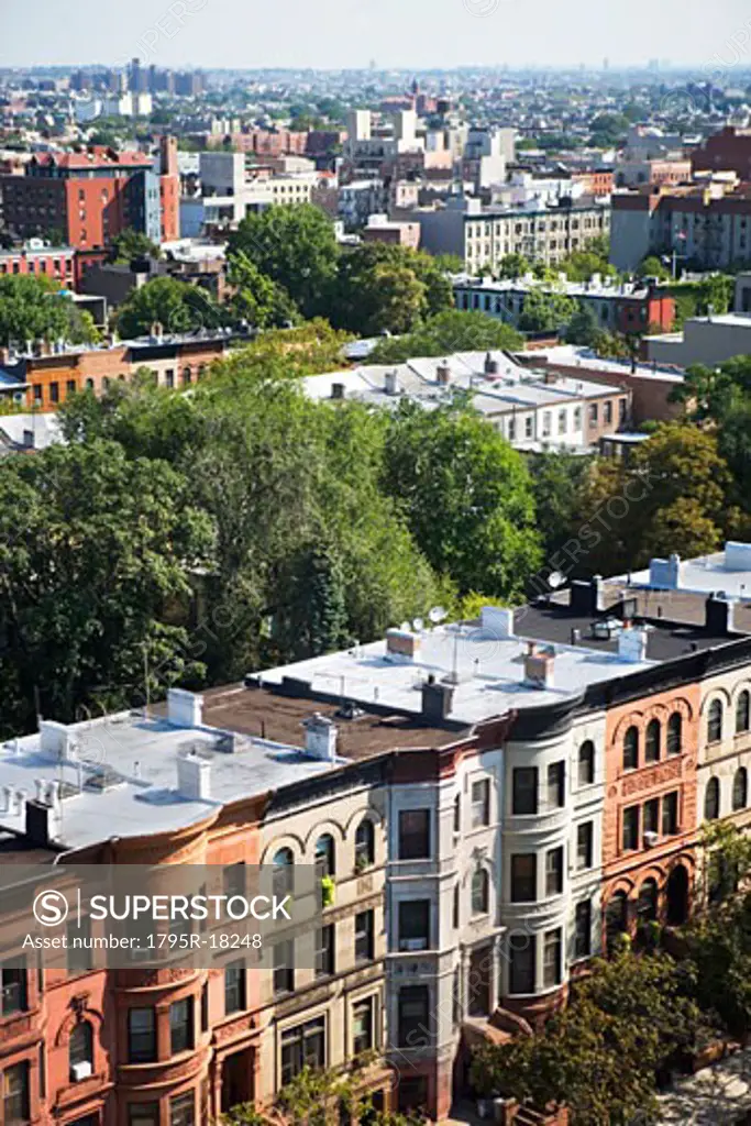 View of rowhouses in Brooklyn, New York