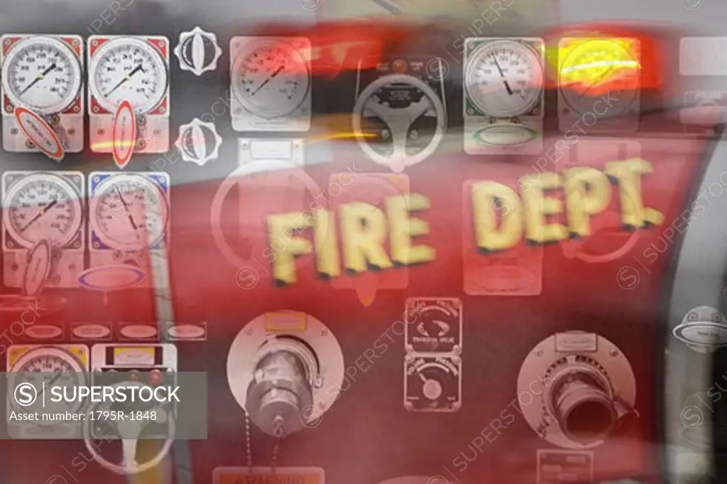 Control gauges on firetruck