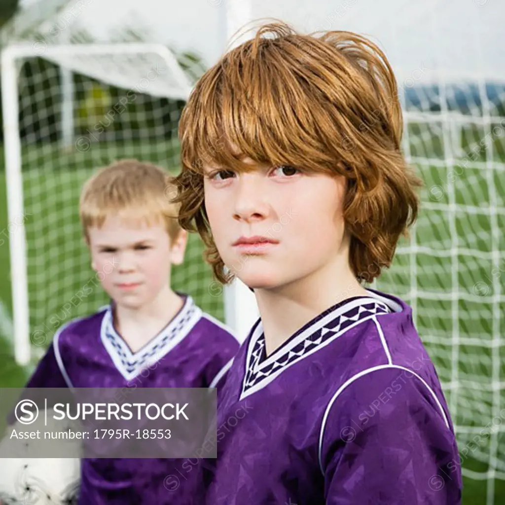 Portrait of boys in soccer uniforms