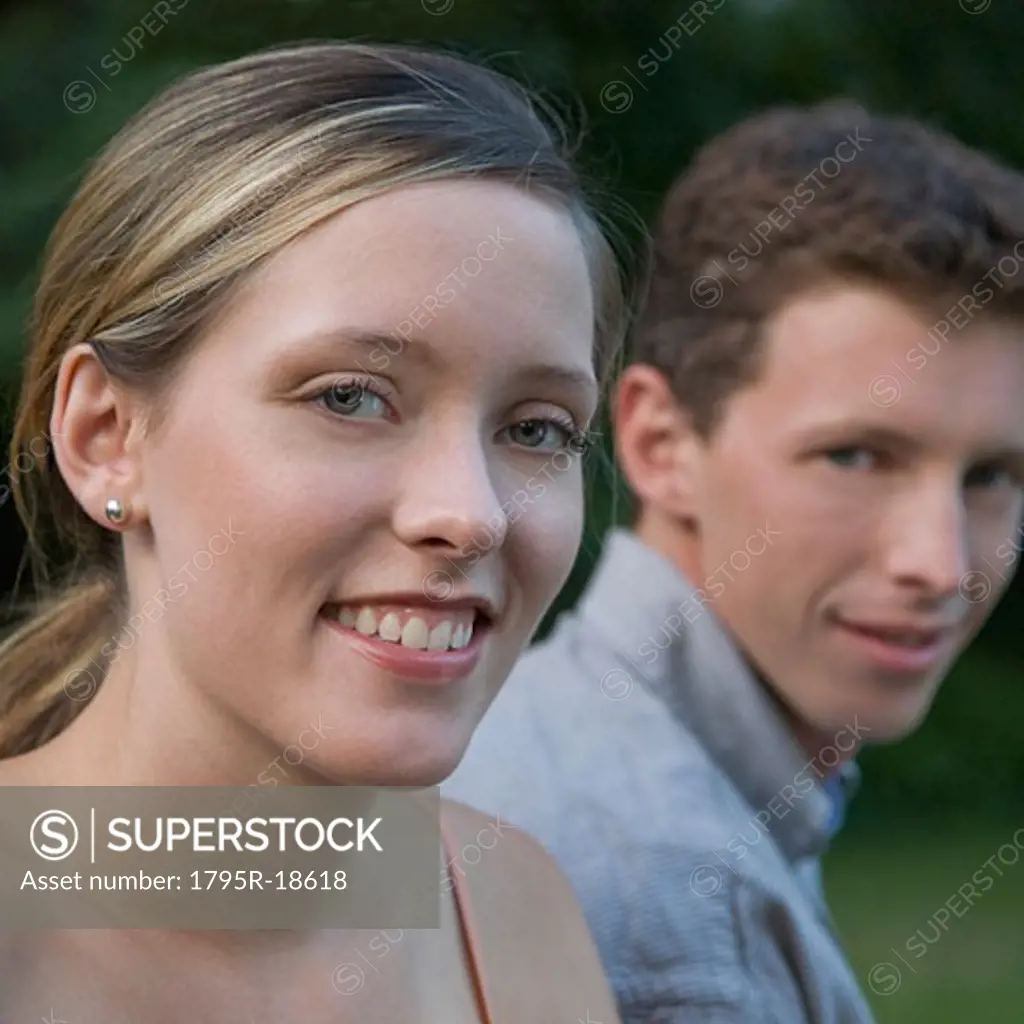 Close-up portrait of young couple