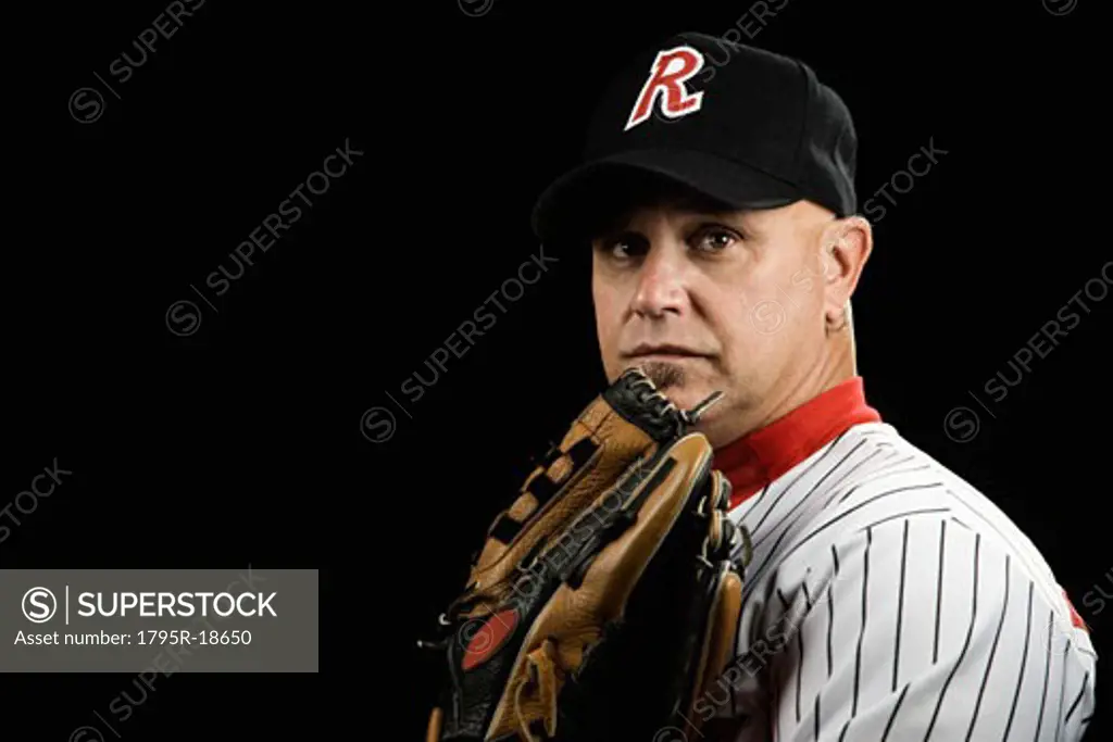Portrait of pitcher with baseball glove