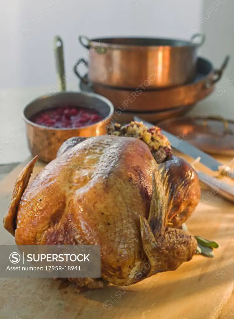 Thanksgiving turkey on cutting board