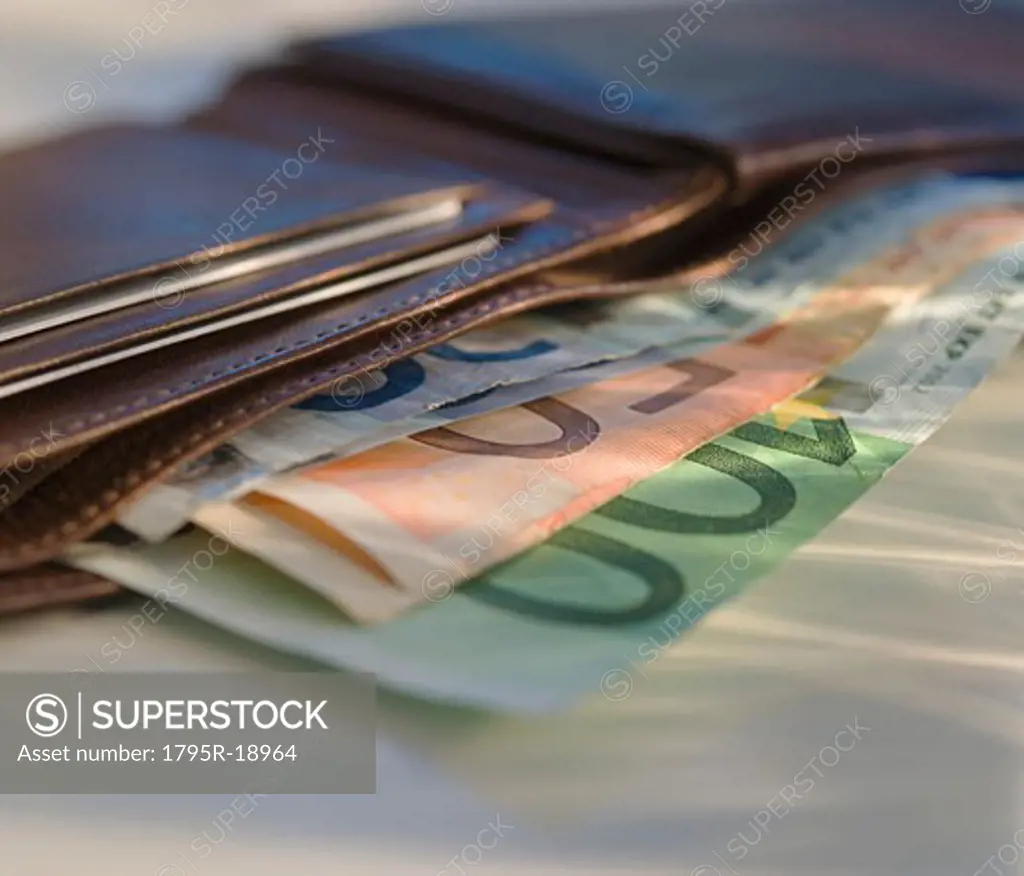 Euro notes in wallet
