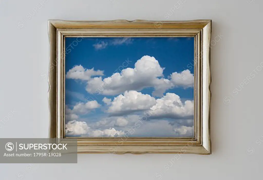 Framed picture of cloudy sky