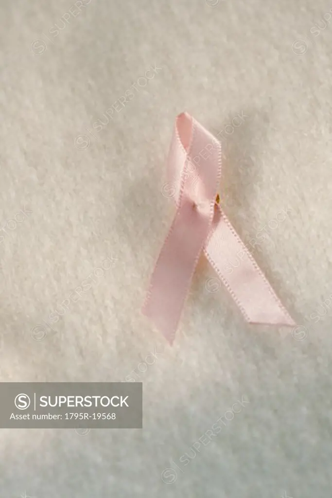 Close-up of breast cancer ribbon