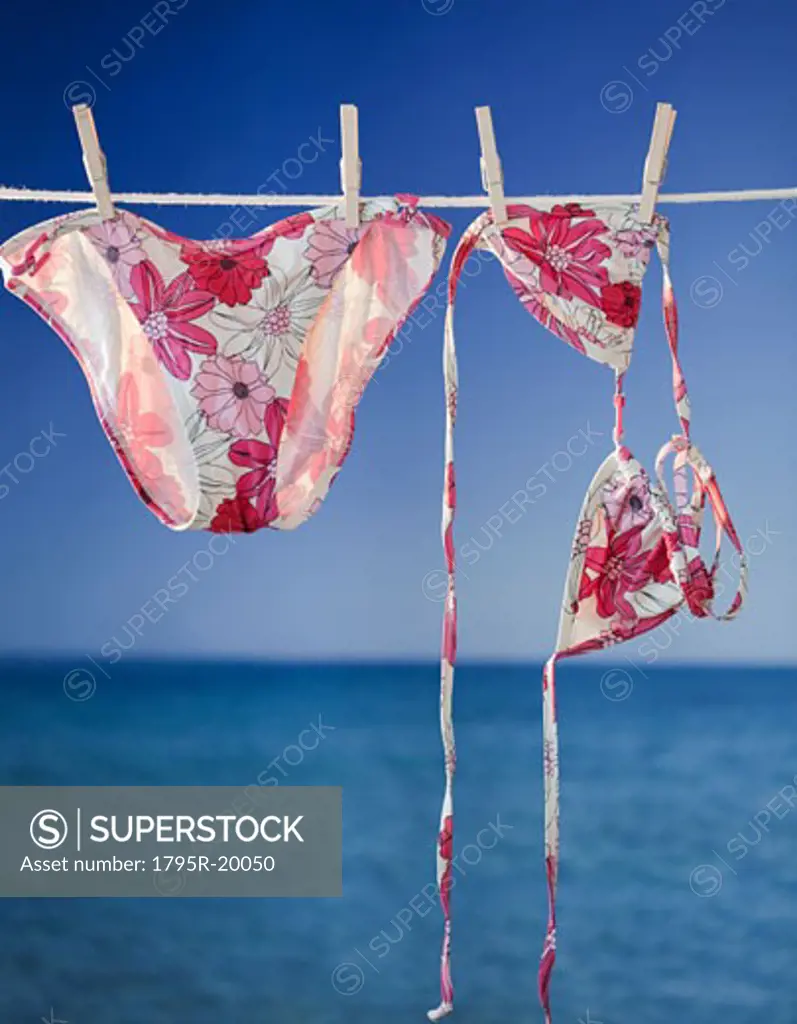 Bikini drying on clothesline