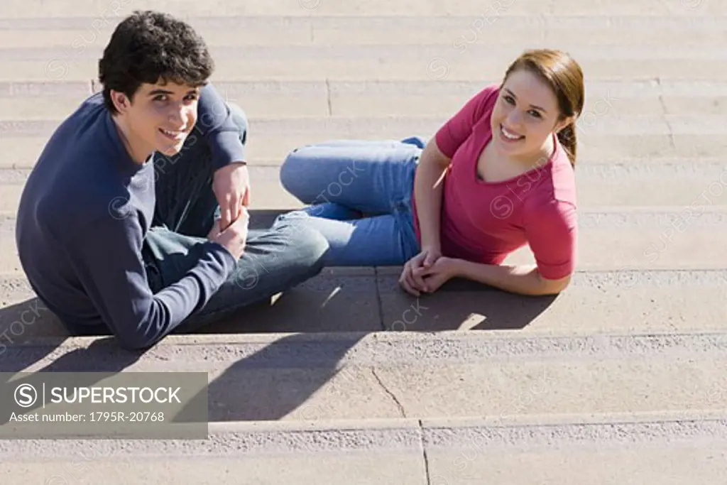 Friends sitting on steps