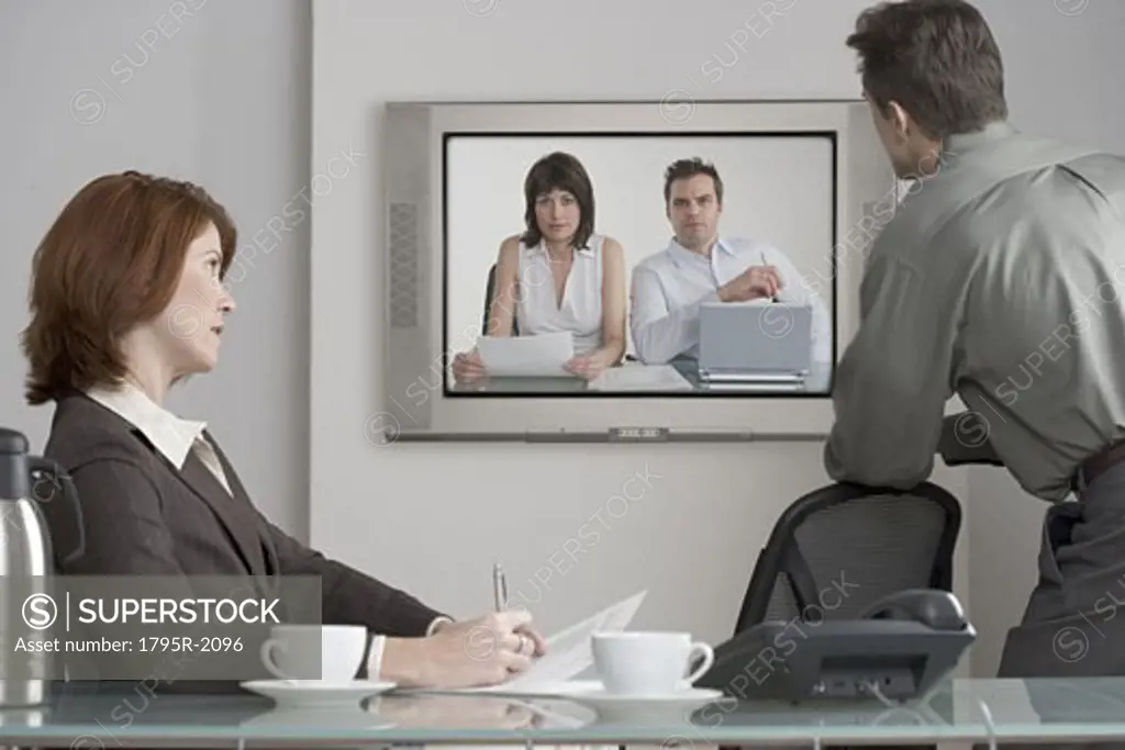 Businesspeople in videoconference