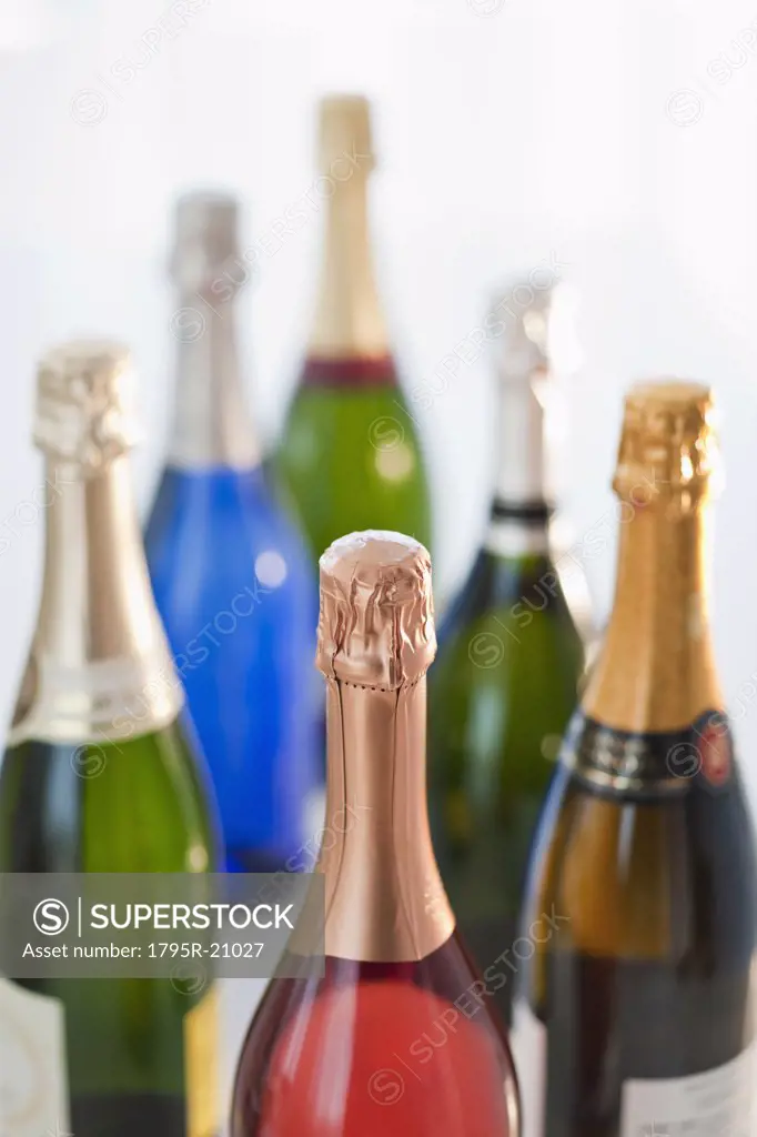 Six champagne bottles