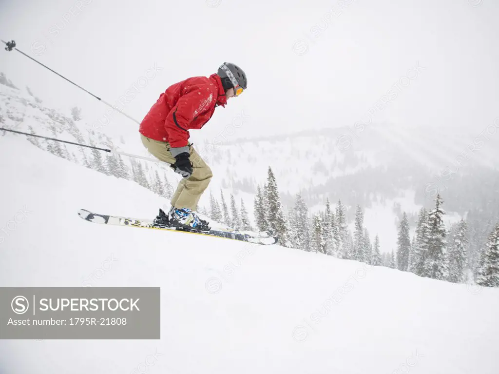 A downhill skier