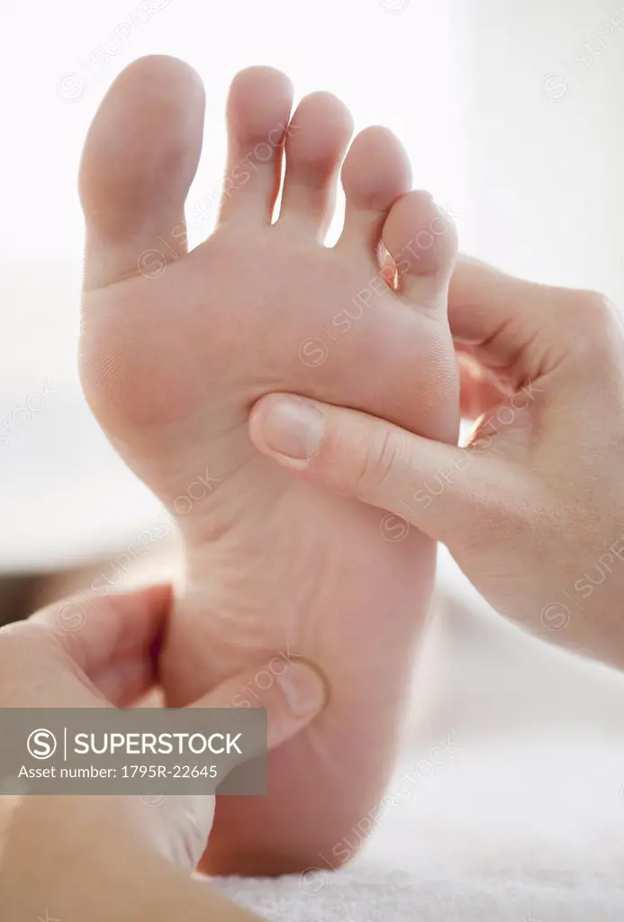Close-up of woman having foot massage