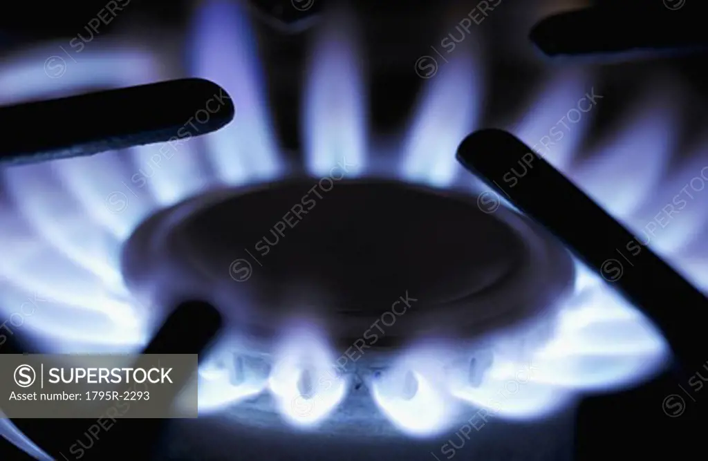 Closeup of gas-burning range
